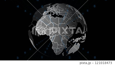 Image of spinning globe over binary coding 121018473
