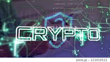Image of crypto text over data processing Image of crypto text over data processing 121018522