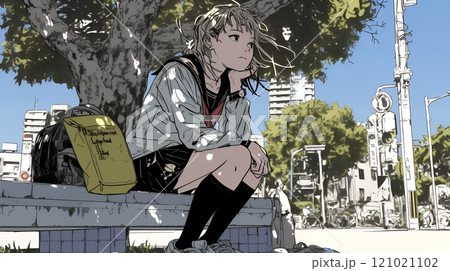 学校でいじめられていじけている女子生徒