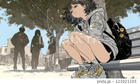 学校でいじめられていじけている女子生徒