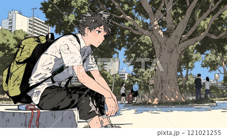学校でいじめられていじけている男子生徒