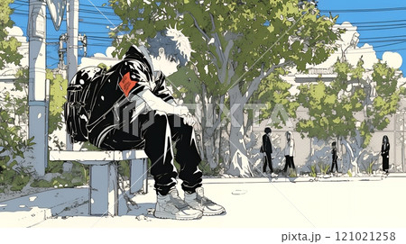 学校でいじめられていじけている男子生徒