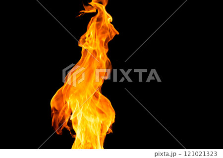 Close up of yellow and orange flames and copy space on black background Close up of yellow and orange flames and copy space on black background 121021323