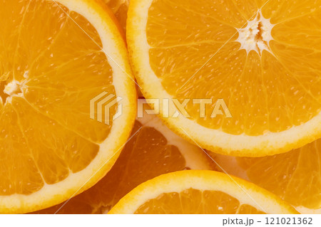 Micro close up of sliced orange and copy space Micro close up of sliced orange and copy space 121021362