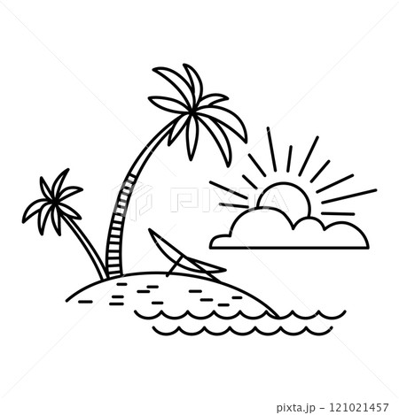 Travel camping line icon. Vector Monochrome Line Art Leisure Icon Travel camping line icon. Vector Monochrome Line Art Leisure Icon 121021457