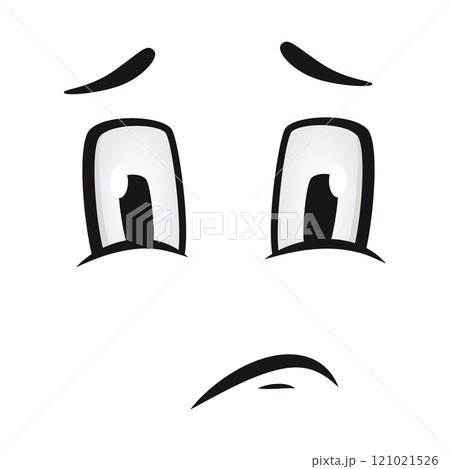 Cartoon faces. Funny face expressions, caricature emotions. Cute character with expressive eyes and mouth, vector smiley emoticon tongue emoticon 121021526