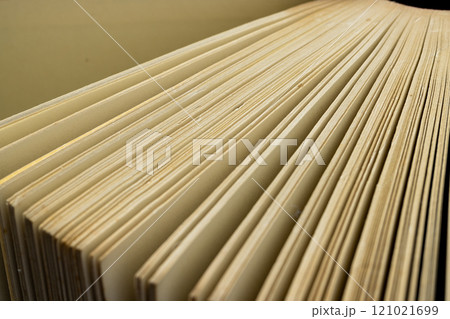 Micro of book pages and copy space on grey background Micro of book pages and copy space on grey background 121021699