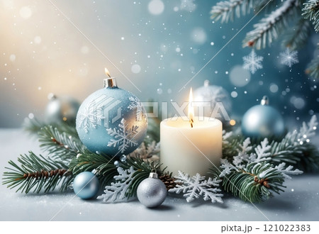 New Year greeting card with New Year balls 121022383