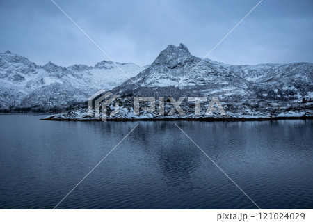 Norwegian sea and mountains in the winter, Norway. Norwegian sea and mountains in the winter, Norway. 121024029