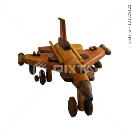 miniature wooden military airplane isolated on white background 121025122