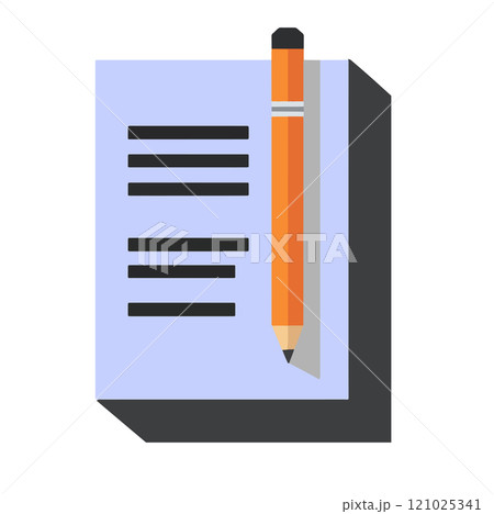 Simple illustration of a notepad and pencil representing writing and note-taking activities Simple illustration of a notepad and pencil representing writing and note-taking activities 121025341