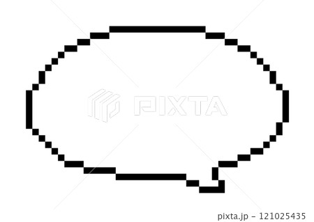 ドット絵の吹き出し。四角いドットで作られたピクセルアート。ゲームのトーク画面吹き出し。 121025435