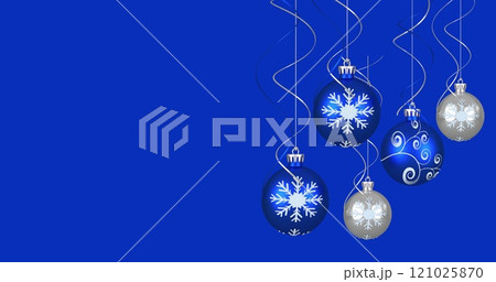 Image of christmas tree balls over blue background Image of christmas tree balls over blue background 121025870