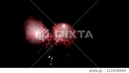 Red fireworks 4k 121026648