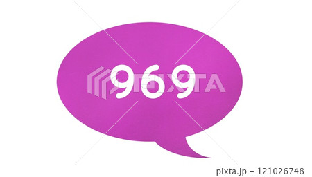 Purple speech bubble with numbers 4k Purple speech bubble with numbers 4k 121026748