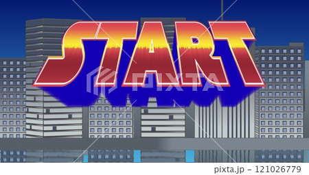 Start sign and buildings 121026779