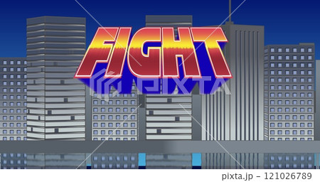 Fight sign and buildings 121026789