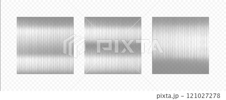 Corrugated glass square shape with different shadow lines vector set, vertical grooved transparent overlay fluted effect 121027278