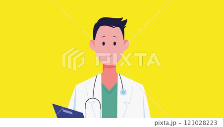 Image of group of people wearing face mask against yellow background Image of group of people wearing face mask against yellow background 121028223