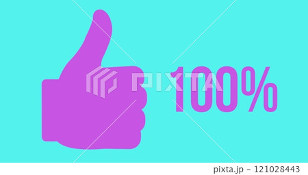 Likes progress with thumbs up shape and increasing percentage 4k 121028443