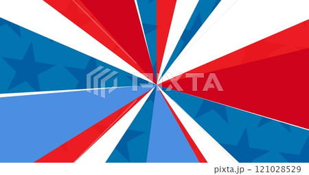 Image of back to school text on blackboard on blue red and white background 121028529