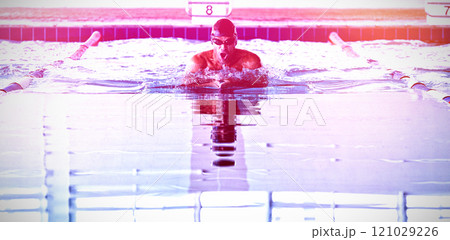 Swimmer swimming in the pool Swimmer swimming in the pool 121029226