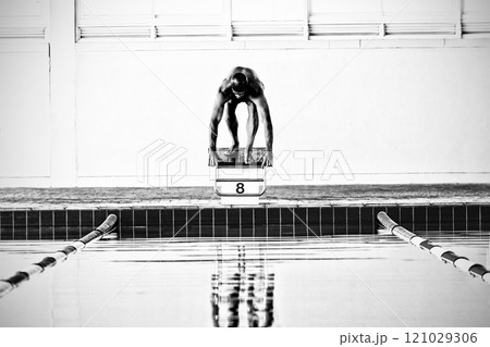 Swimmer ready to plunge Swimmer ready to plunge 121029306
