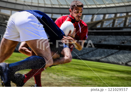 Composite image of rugby player 121029557