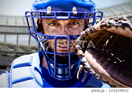 Composite image of baseball player 121029632