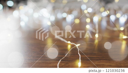 Image of white circles over christmas lights Image of white circles over christmas lights 121030236