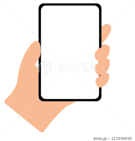 白い画面のスマホを左手で持っているイラスト 白バック 白い画面のスマホを左手で持っているイラスト 白バック 121030650