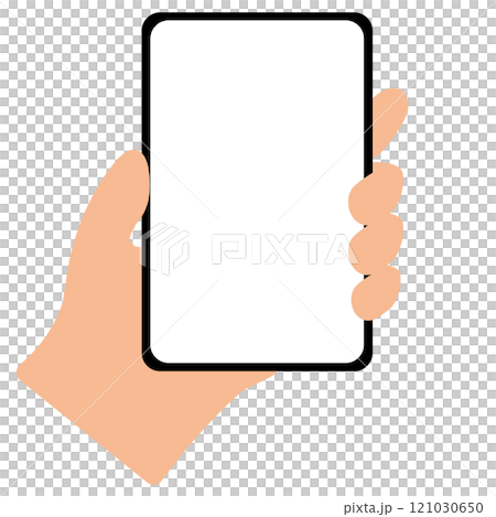 白い画面のスマホを左手で持っているイラスト 白バック 白い画面のスマホを左手で持っているイラスト 白バック 121030650