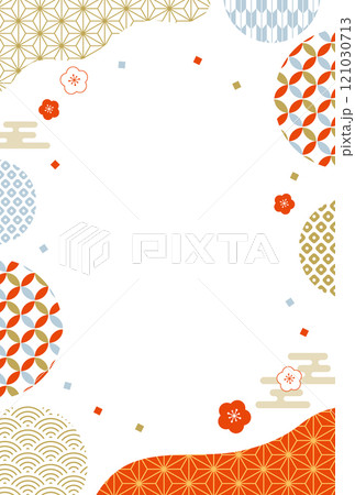 2026年 年賀状 和柄 フレーム 縦 2026年 年賀状 和柄 フレーム 縦 121030713