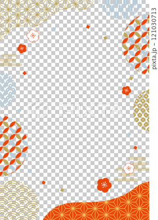 2026新年賀卡，日式圖案，附邊框，直式版 121030713