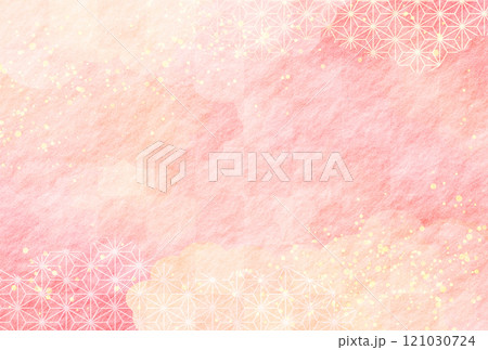 お正月・年賀状・新春　ピンクの和柄 和紙の背景　七宝繋ぎ 121030724
