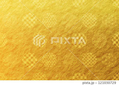 和柄・年賀状・金　和紙の背景　ドット柄 121030729