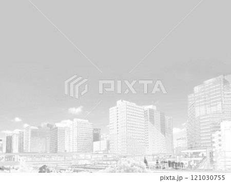 大崎駅前風景。モノクロ。イラスト風の写真。 大崎駅前風景。モノクロ。イラスト風の写真。 121030755