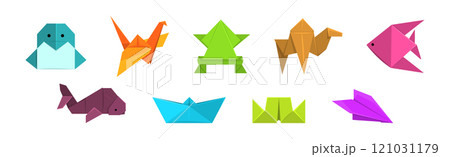 Origami Paper Folded Animal Shape and Figure Vector Set 121031179