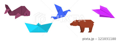 Origami Paper Folded Animal Shape and Figure Vector Set Origami Paper Folded Animal Shape and Figure Vector Set 121031180