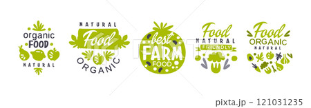 Natural Organic Food Label and Badge Vector Set Natural Organic Food Label and Badge Vector Set 121031235