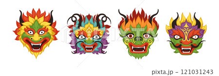 Chinese Dragon Head Symbol and Mask Vector Set 121031243