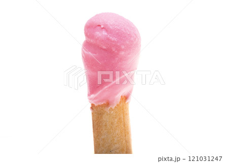 biscuit stick with pink cream isolated biscuit stick with pink cream isolated 121031247
