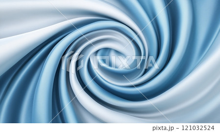 A blue fabric swirling around a white circle. 121032524