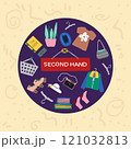 Second hand shop round composition vector artwork  121032813
