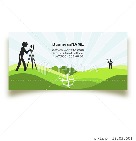 Surveyor engineer and geodetic instrument, business card concept Surveyor engineer and geodetic instrument, business card concept 121033501