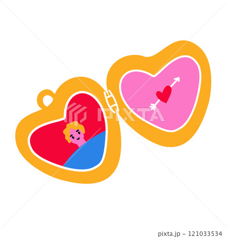 Heart Locket Illustration with photo. Love symbol. Heart Locket Illustration with photo. Love symbol. 121033534