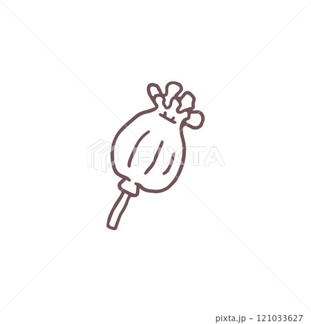 Vector illustration in the form of a poppy pod on black background 121033627