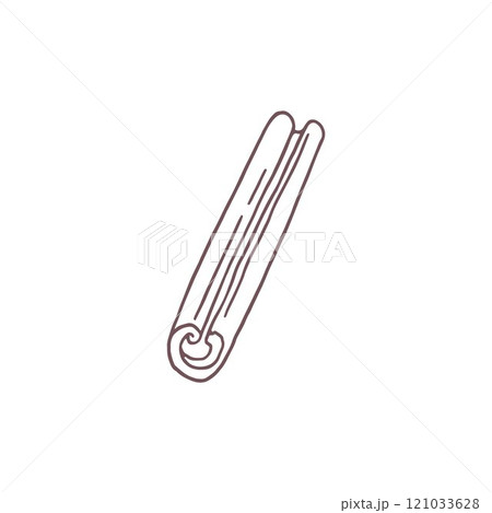 Cinnamon stick spice black contour vector icon, canella herb pod aroma condiment ingredient, organic cuisine flavor 121033628
