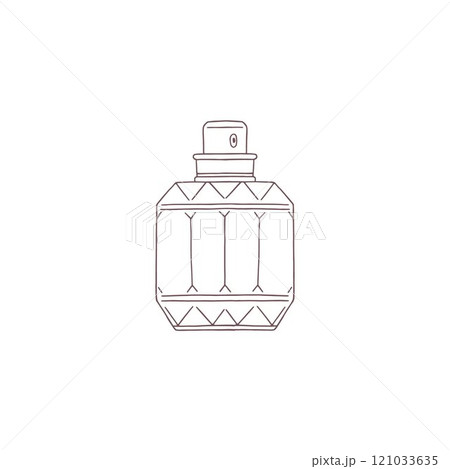 Elegance perfume glass bottle with spray black contour vector icon, perfume cologne brutal vial, fragrant cosmetic flask 121033635