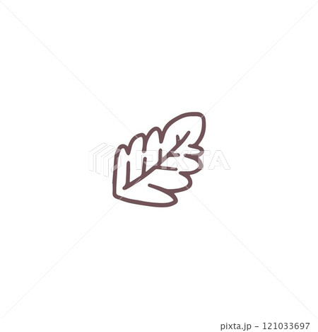 Vector illustration with outline sketch of leaf in black and white doodle style. 121033697